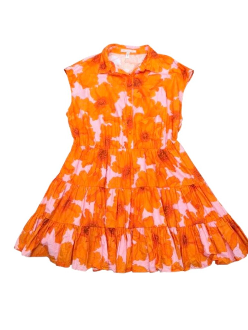 Anthropologie Hutch Short-Sleeve Mini Shirt Dress Orange Floral Sz 2X Worn Once - Picture 4 of 11